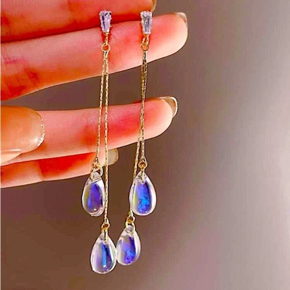 NWT Luminous drop earrings with cubic zirconia stud
